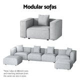 Artiss ALVIN 6-Seater Modular Sofa Chaise Set — Soft Linen, Grey — Allure Home Collections