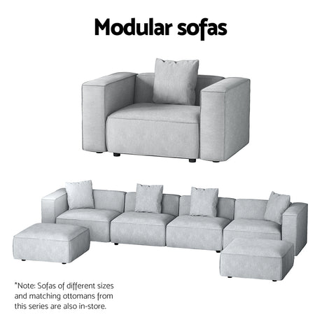 Artiss ALVIN 6-Seater Modular Sofa Chaise Set — Soft Linen, Grey — Allure Home Collections