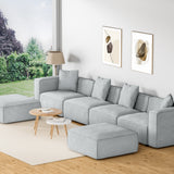 Artiss ALVIN 6-Seater Modular Sofa Chaise Set — Soft Linen, Grey — Allure Home Collections