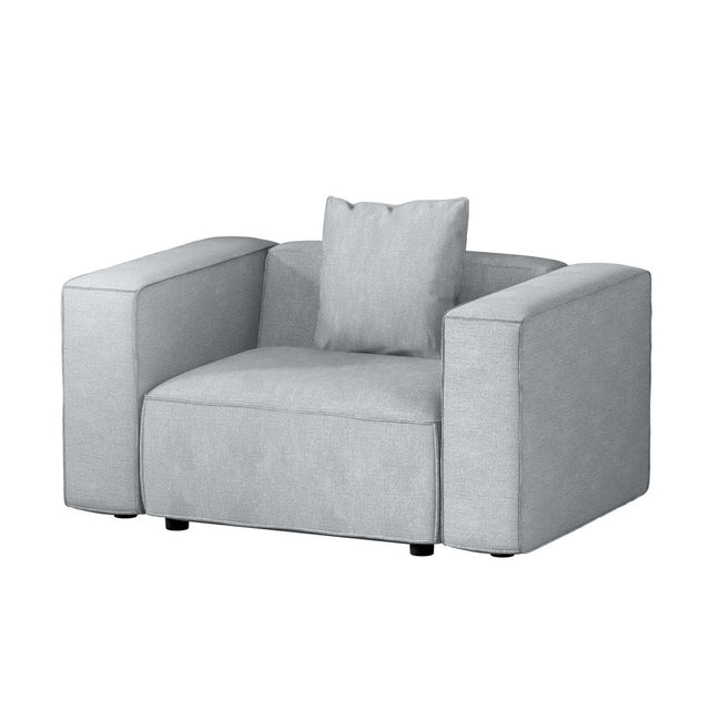 Artiss ALVIN 1-Seater Modular Sofa Armchair — Soft Linen, Grey — Allure Home Collections