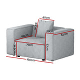 Artiss ALVIN 1-Seater Modular Sofa Armchair — Soft Linen, Grey — Allure Home Collections