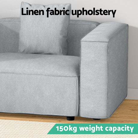 Artiss ALVIN 1-Seater Modular Sofa Armchair — Soft Linen, Grey — Allure Home Collections