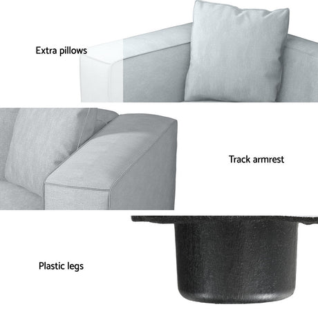 Artiss ALVIN 1-Seater Modular Sofa Armchair — Soft Linen, Grey — Allure Home Collections