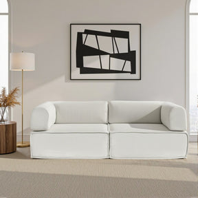 Deltebre Beige corduroy sofa bed in a modern living room