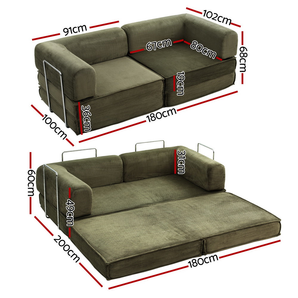 Otis Convertible Sofa Bed, Green, view 3