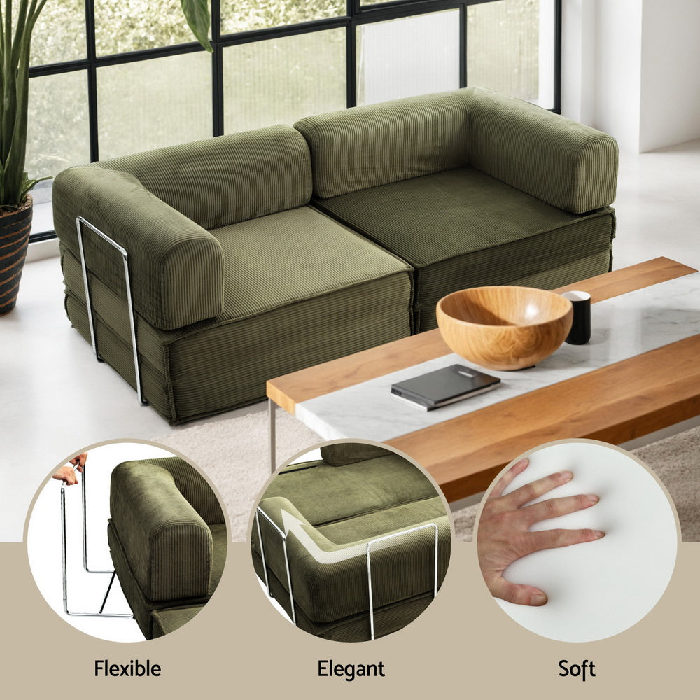 Otis Convertible Sofa Bed, Green, view 6