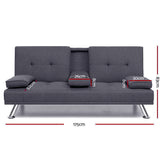 Artiss Dark Grey Fabric Sofa Bed — 175cm, Contemporary 3-Seater — Allure Home Collections