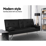 Artiss Black PU Leather 3-Seater Sofa Bed — 168cm, Cinema Lounge Style — Allure Home Collections