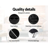Artiss Black PU Leather 3-Seater Sofa Bed — 168cm, Cinema Lounge Style — Allure Home Collections
