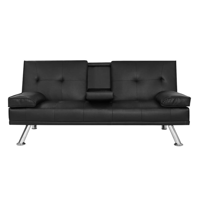 Artiss Black PU Leather 3-Seater Sofa Bed — 168cm, Cinema Lounge Style — Allure Home Collections