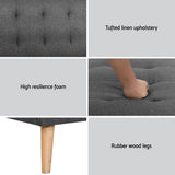 Artiss Grey Fabric Single Seater Sofa Bed — Pack of 2, Premium Faux Linen — Allure Home Collections