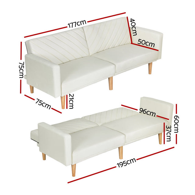Artiss Sienna Convertible Sofa Bed - Beige