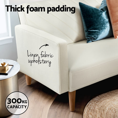 Artiss Sienna Convertible Sofa Bed - Beige