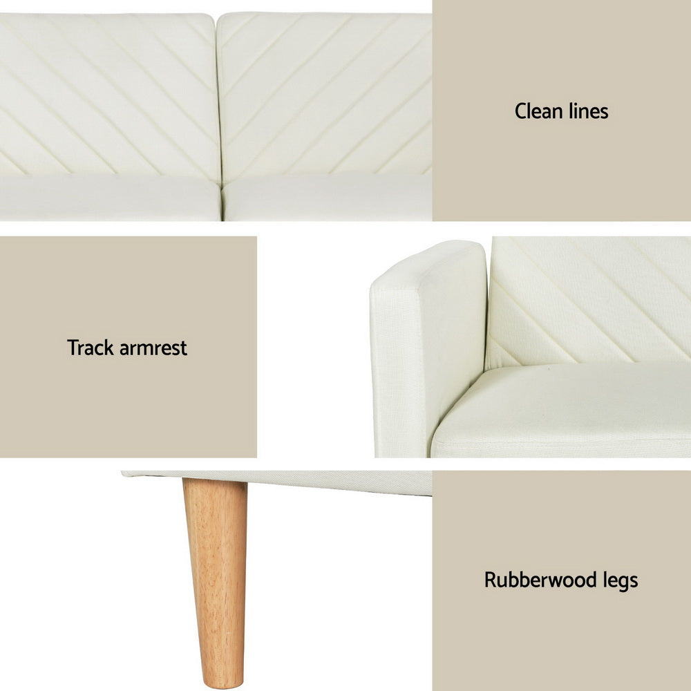Artiss Sienna Convertible Sofa Bed - Beige