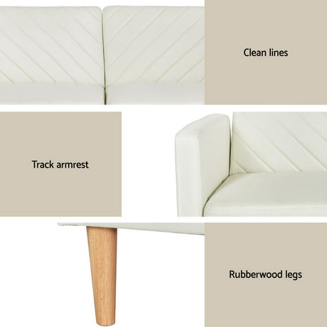 Artiss Sienna Convertible Sofa Bed - Beige