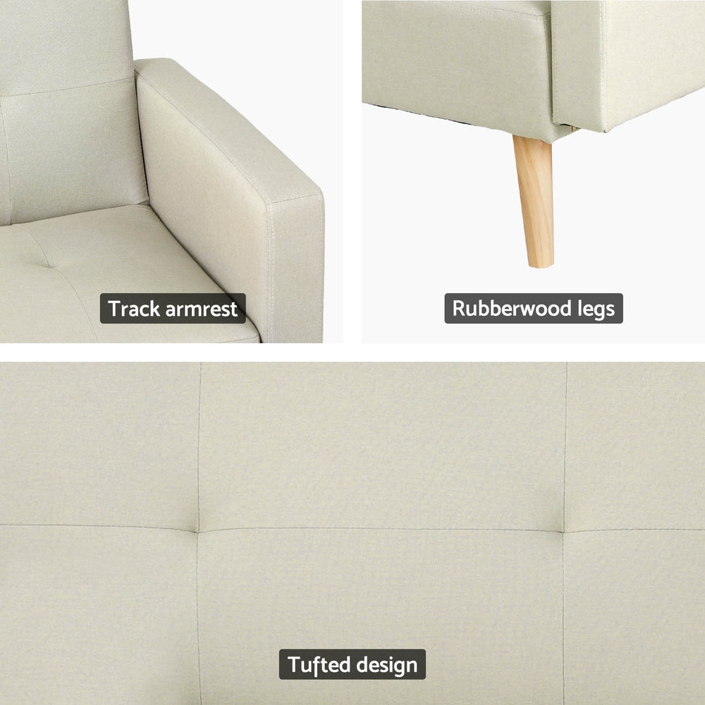 Artiss Scott Convertible Sofa Bed - Beige