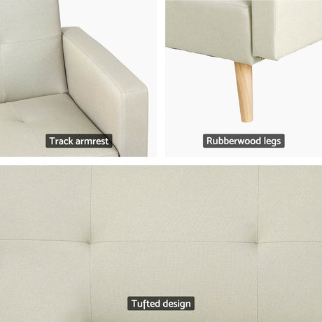 Artiss Scott Convertible Sofa Bed - Beige