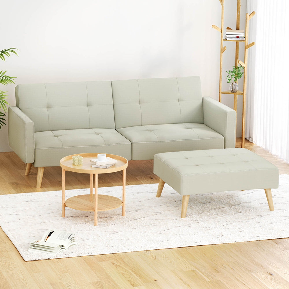 Artiss Scott Convertible Sofa Bed - Beige