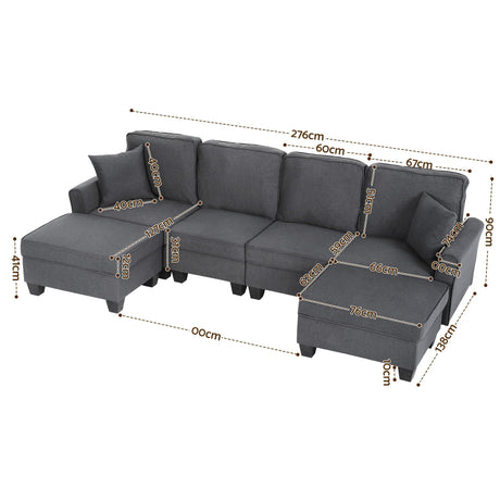 Hudson U Shaped Storage Sofa, Grey, view 2
