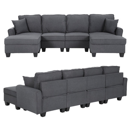 Hudson U Shaped Storage Sofa, Grey, view 3