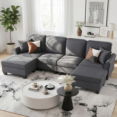 Hudson U Shaped Storage Sofa, Grey, view 9