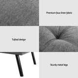 Artiss 3-Seater Convertible Sofa Bed — Grey Faux Linen, Tufted, Premium — Allure Home Collections