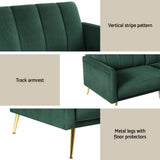 Artiss 3-Seater Velvet Sofa Bed — Vertical Stripe, Adjustable Arm, High-Resilience Foam — Allure Home Collections