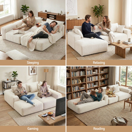 Callum 3 Seater Modular Sofa Bed, White, view 6