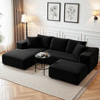 Tavernes black corduroy modular sofa in a modern living room