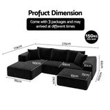 Tavernes 5 Seater Modular Sofa, Black