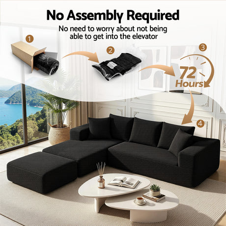 Tavernes 5 Seater Modular Sofa, Black