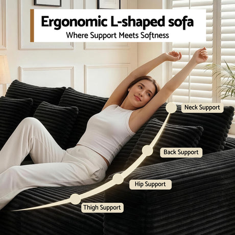 Tavernes 5 Seater Modular Sofa, Black