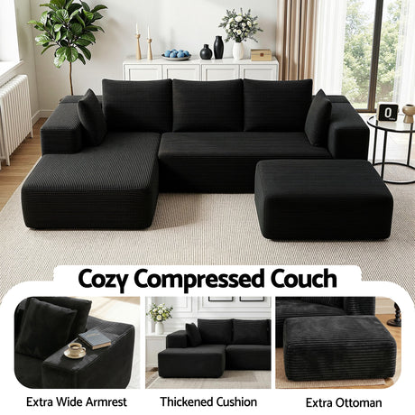Tavernes 5 Seater Modular Sofa, Black