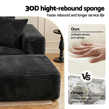 Tavernes 5 Seater Modular Sofa, Black