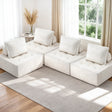 Motril white boucle fabric floor sofa in a modern living room