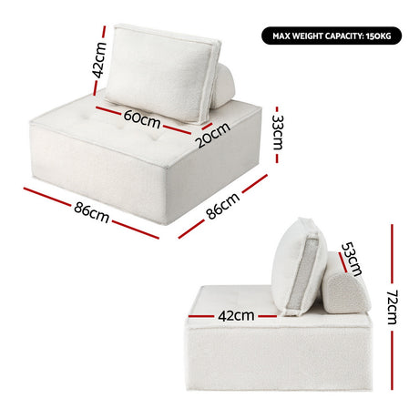 Motril 4 Seater Floor Sofa, White