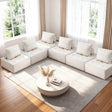Motril white boucle fabric floor sofa in a modern living room