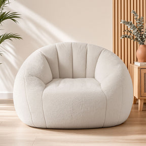 Selene Faux Fur Floor Lounge, White