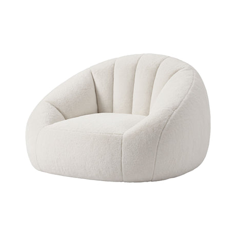 Selene Faux Fur Floor Lounge, White, view 2