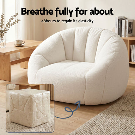 Garraf 1 Seater Bean Bag Sofa, White