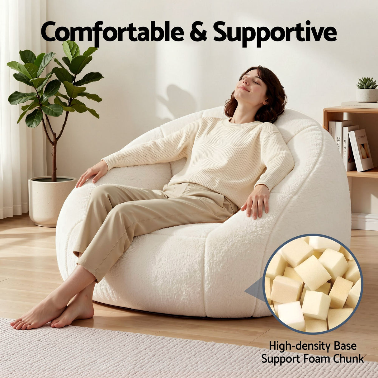Garraf 1 Seater Bean Bag Sofa, White