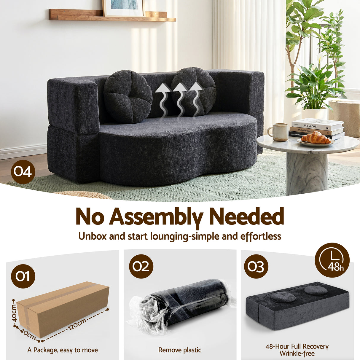 Cunit 2 Seater Sofa Bed, Grey