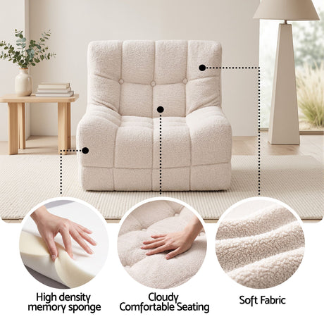 Pippa Boneless Floor Couch, White, view 5