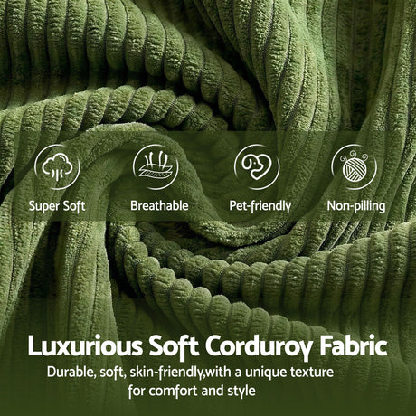 Reid L Shaped Corduroy Sofa, Green, view 5