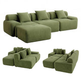Reid L Shaped Corduroy Sofa, Green, view 3