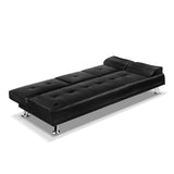 Artiss Luxurious 3-Seater PU Leather Convertible Sofa Bed with Cup Holder — Allure Home Collections