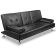 Artiss Luxurious 3-Seater PU Leather Convertible Sofa Bed with Cup Holder — Allure Home Collections