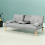 Artiss 188cm Grey Faux Linen Sofa Bed — 3-Seater, Thick Cushioning — Allure Home Collections