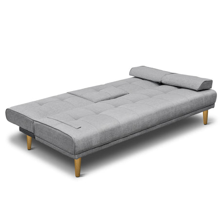 Artiss 188cm Grey Faux Linen Sofa Bed — 3-Seater, Thick Cushioning — Allure Home Collections