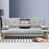 Artiss 188cm Grey Faux Linen Sofa Bed — 3-Seater, Thick Cushioning — Allure Home Collections